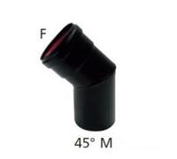 GOMITO 45Â°PER STUFA PELLET D.8 PORCELLANATO PESANTE NERO OPACO MM.1,2 CON GUARN