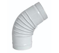 GOMITO A 45 GRADI ACCIAIO SMALTATO BIANCO PER STUFE LEGNA D.CM. 10