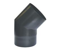 GOMITO A 45 GRADI SMALTATO NERO OPACO PER STUFE A LEGNA D.CM. 12