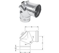 GOMITO A 90° CON TAPPO D'ISPEZIONE acciaio inox canna fumaria monoparete 316
