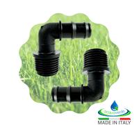 Raccordo a Gomito Connettore Angolare con Portagomma e Filetto 90° per Tubi in PE e Sistemi Irrigazione a Goccia, Nero - Orto Facile (1, 16 mm x 1/2")