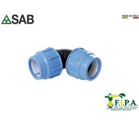 Gomito curva 90° a compressione per tubi polietilene PP PN16 irrigazione Ø75x75