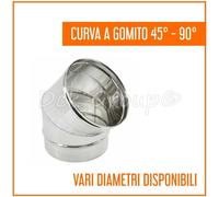 GOMITO Curva ACCIAIO INOX Scarico FUMI 45-90° CANNA FUMARIA Stufa VARIE MISURE
