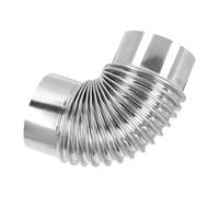Gomito filettato del tubo della stufa dell'acciaio Prolunga for canna fumaria a gomito, sfiati for camino, 90 gradi, in acciaio inox, argento, 18x9x9 cm