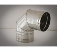 TUBO CURVA A GOMITO PER STUFA LEGNA GAS METANO ACCIAIO INOX AISI 304 90 D.140