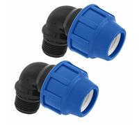 Gomito Maschio MDPE a 90 gradi a Compressione 25 mm x 1" - Connettori per tubo dell’aqua a Raccordo PP PN16 - Raccordi per Tubi PE80, PE100 - 2 pezzi - SmartProduct