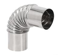 Gomito per canna fumaria in acciaio inossidabile resistente per stufe a legna e camino, rivestimento resistente alle alte temperature, argento 60 mm (50 mm)