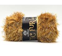 Gomitoli di pelliccia ecologica Chic Fur LUX per borse, 100g x 85metri - ferri 4/5 - composizione 100% poliestere riciclato (Laminata glitter, oro lux)