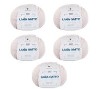 Gomitoli per lavoro a maglia e uncinetto, 100% Pura Lana Vergine Merino Extrafine by Lana Gatto. Linea Baby Soft bambini, neonati naturale con Aloe Vera, 250 g. 850 mt, (Panna - 13701, 5)