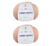 Gomitoli per lavoro a maglia e uncinetto, 100% Pura Lana Vergine Merino Extrafine by Lana Gatto. Linea Baby Soft Bambini, Neonati Naturale con Aloe Vera, 100 g. 340 mt, (Beige - 14621, 2)