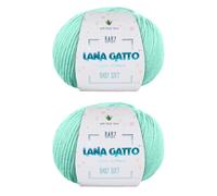 Gomitoli per lavoro a maglia e uncinetto, 100% Pura Lana Vergine Merino Extrafine by Lana Gatto. Linea Baby Soft bambini, neonati naturale con Aloe Vera, 100 g. 340 mt, (Verde - 8387, 2)