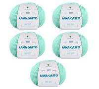 Gomitoli per lavoro a maglia e uncinetto, 100% Pura Lana Vergine Merino Extrafine by Lana Gatto. Linea Baby Soft bambini, neonati naturale con Aloe Vera, 250 g. 850 mt, (Verde - 8387, 5)