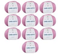 Gomitoli per lavoro a maglia e uncinetto, 100% Pura Lana Vergine Merino Extrafine by Lana Gatto. Linea Baby Soft bambini, neonati naturale con Aloe Vera, 500 g. 1700 mt, (Rosa - 9409, 10)
