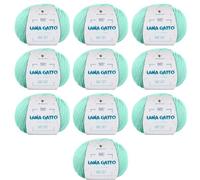 Gomitoli per lavoro a maglia e uncinetto, 100% Pura Lana Vergine Merino Extrafine by Lana Gatto. Linea Baby Soft bambini, neonati naturale con Aloe Vera, 500 g. 1700 mt, (Verde - 8387, 10)