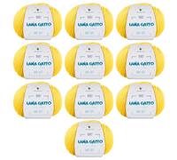 Gomitoli per lavoro a maglia e uncinetto, 100% Pura Lana Vergine Merino Extrafine by Lana Gatto. Linea Baby Soft bambini, neonati naturale con Aloe Vera, 500 g. 1700 mt, (Giallo - 8437, 10)