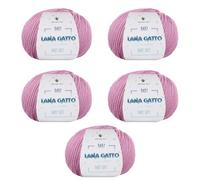 Gomitoli per lavoro a maglia e uncinetto, 100% Pura Lana Vergine Merino Extrafine by Lana Gatto. Linea Baby Soft bambini, neonati naturale con Aloe Vera, 250 g. 850 mt, (Rosa - 9409, 5)