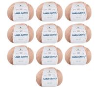 Gomitoli per lavoro a maglia e uncinetto, 100% Pura Lana Vergine Merino Extrafine by Lana Gatto. Linea Baby Soft bambini, neonati naturale con Aloe Vera, 500 g. 1700 mt, (Beige - 14621, 10)