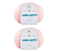 Gomitoli per lavoro a maglia e uncinetto, 100% Pura Lana Vergine Merino Extrafine by Lana Gatto. Linea Baby Soft Bambini, Neonati Naturale con Aloe Vera, 100 g. 340 mt, (Rosa - 13210, 2)