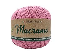 Gomitolo cordoncino da 150 gr. 200 mt. Macrame Barbante 80% cotone 20% poliestere interamente riciclato oeko-tex® (Rosa MB05-32)