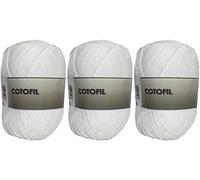 Gomitolo di Cotofil 100% Cotone Perfetto per Il Fai da Te e Il Lavoro a Mano (Colore Bianco 100 g, ca.220 Metri Confezione da 3 pz)