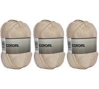 Gomitolo di Cotone 100% Cotone Perfetto per Il Fai da Te e Il Lavoro a Mano (Colore Beige Chiaro 100 g, Circa 220 Metri Confezione da 3 Pezzi)