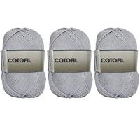 Gomitolo di Cotone 100% Cotone Perfetto per Il Fai da Te e Il Lavoro a Mano (Colore Grigio Argento 100 g, Circa 220 Metri Confezione da 3 Pezzi)