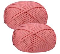 Gomitolo di cotone grosso per uncinetto, 2 x 50 g, filato Amigurumi, kit facile per principianti, colore rosa scuro