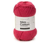 Gomitolo di cotone per uncinetto grosso riciclato, per amigurumi copertine abbigliamento baby arredo casa e macramè, 100 gr 150 metri uncinetto 4, slim cotton plus LoopnCraft (Fucsia)