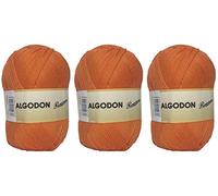 Gomitolo di Cotone Premium 100% Cotone Perfetto per Il Fai da Te e Il Lavoro a Mano (Colore Arancione 100 g, Circa 220 Metri Confezione da 3 Pezzi)