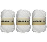 Gomitolo di Cotone Premium 100% Cotone Perfetto per Il Fai da Te e Il Lavoro a Mano (Colore Bianco 100 g, Circa 220 Metri Confezione da 3 Pezzi)