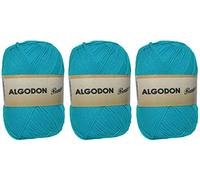 Gomitolo di Cotone Premium 100% Cotone Perfetto per Il Fai da Te e Il Lavoro a Mano (Colore Turchese 100 g, Circa 220 Metri Confezione da 3 Pezzi)