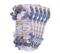 Gomitolo di filato Alize Puffy Color, 500 g, adatto anche per principianti, colore: 6075