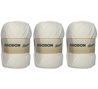 Gomitolo di filato di cotone 100% cotone di prima qualità, perfetto per il fai da te e il lavoro a maglia a mano (colore bianco sporco, 100 g, circa 220 metri, confezione da 3 pezzi)