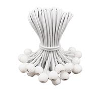 Gomitolo elastico per telone da 15,2 cm, 50 pezzi, corda elastica con palline, piccoli cordini elastici, resistenti, cinghie elastiche corte, da allacciare, regolabili (bianco)