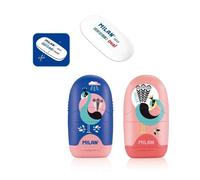 Gomma e Temperino Milan Peacock Compact Blu-Rosa