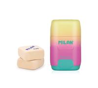 Gomma e Temperino Milan Sunset Pack Compact con 2 Gomme di Ricambio Rosa