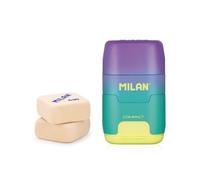 Gomma e Temperino Milan Sunset Pack compatto con 2 Gomme di Ricambio