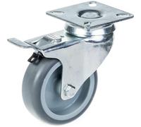 Gomma Grigia In Gomma Da 75Mm 3" Con Ruota Girevole E Freno, Capacità 60Kg