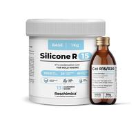 Gomma Siliconica Liquida Bicomponente R15, ideale per Stampi in Silicone morbidi, Indurimento Rapido, stampi fai da te, Ideale per Realizzare Stampi per resina,cera,gesso e cemento (1 kg)