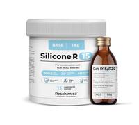 Gomma Siliconica Liquida Bicomponente R15, ideale per Stampi in Silicone morbidi, Indurimento Rapido, stampi fai da te, Ideale per Realizzare Stampi per resina,cera,gesso e cemento (1 kg)
