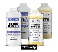 Gomma siliconica 1:1 R PRO 30, non tossica, semplice da usare, resistente alla rottura, 30 shore, compatibile con resine epossidiche, gesso, cera e altri materiali (4 kg)