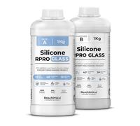 Gomma siliconica Traslucida 1:1 R PRO GLASS, Silicone per stampi fai da te, atossica ed inodore, Ideale per stampi in resina, cera, gesso e cemento (2 kg)