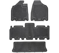 Rezaw Plast Tappetini in gomma per Kia Carnival II 7 posti Nero 4 pezzi 2005-2014