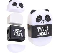 Gomme per matite in Gomma a Forma di Panda Bianco Nero con temperamatite Studenti Premi per Bambini Forniture Scolastiche di cancelleria