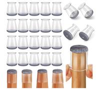 Gommini Per Sedie, 24 Pezzi Feltrini per Sedia in Silicone Trasparente con Feltro, Antigraffio in feltro per sedie, tappi protettivi per gambe di per pavimenti in Legno(Fit:13-22.9mm)