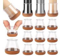 Gommini per Sedie - ✮GARANZIA A VITA✮ Piedi Rotondi per Mobili, Sgabelli, Tavoli, Divani - Feltrini Antiscivolo per Gambe Sedie Fondo in Feltro|12-16 mm| (trasparente - 16 pezzi, Rotondo S (14-20 mm))