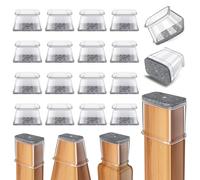 Gommini per Sedie Rettangolari, 24 Pezzi Feltrini in Silicone Trasparente con Feltro, Copriprotezione in Feltro per Sedie su Pavimenti in Legno(Fit Perimetro 95-125mm)