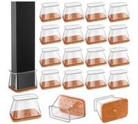 Gommini per Sedie Rettangolari, 24 Pezzi Tappi per Sedie Trasparente Silicone con Feltrini per Pavimenti in Legno Duro, Ridurre i Graffi sul Pavimento(Fit Perimetro:152-203mm）