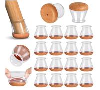 Gommini per Sedie Rotondi Con feltrini aggiornato ispessito, 16 pezzi Coprigambe per sedie, Protezioni per Gambe di Sedie Mobili per Pavimenti in Legno（trasparente)