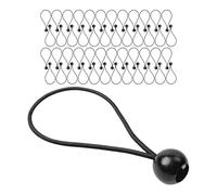 Gommino di tensione con pallina, 50 pezzi, lunghezza 20 cm, corde in gomma spesse 5 mm, nero, tenditore in gomma per teloni, padiglioni, tende, reti per rimorchi